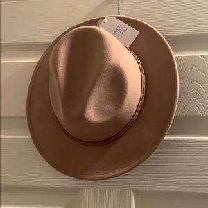 Tan flat brim hat NWT